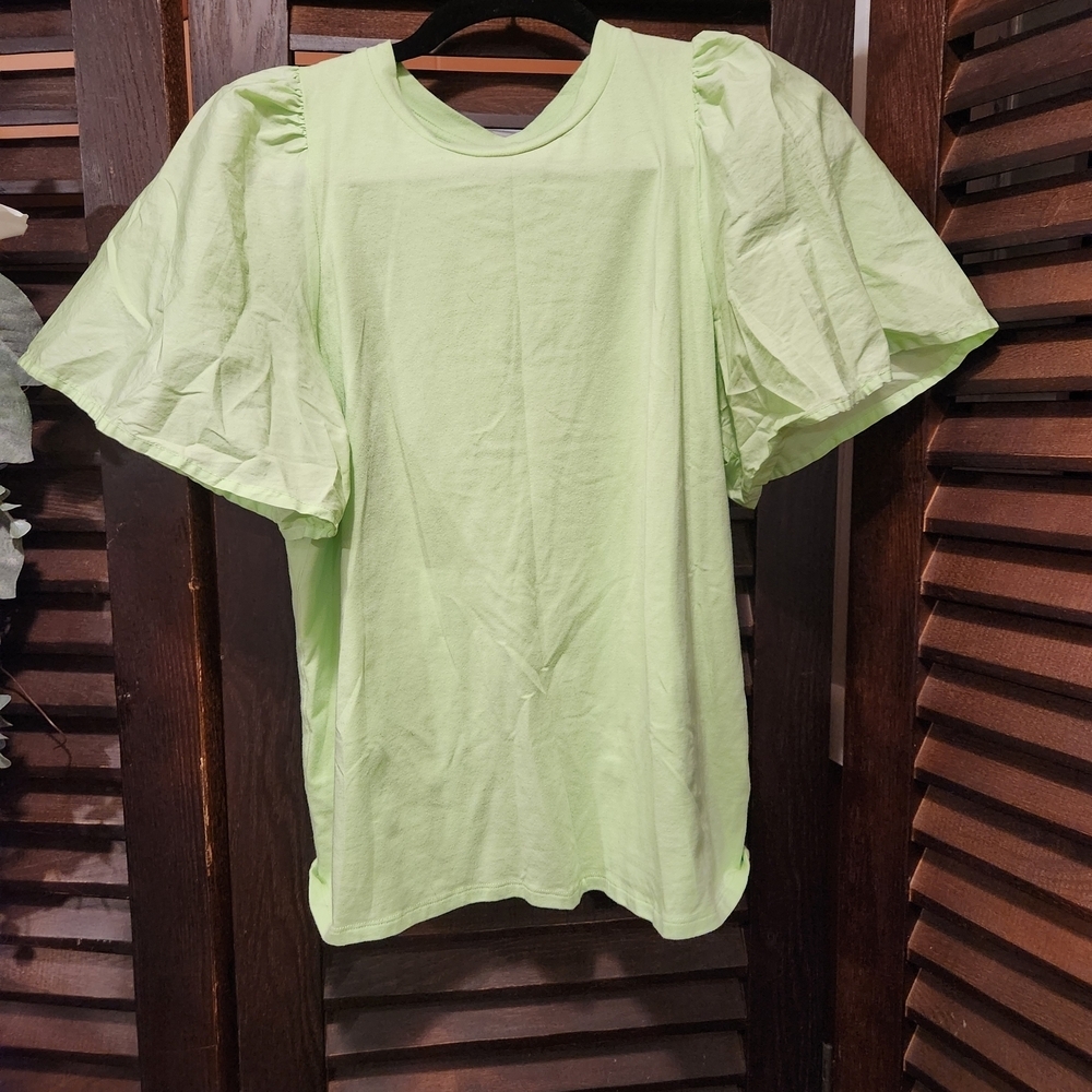 a new day Light Green Puff Sleeve Top